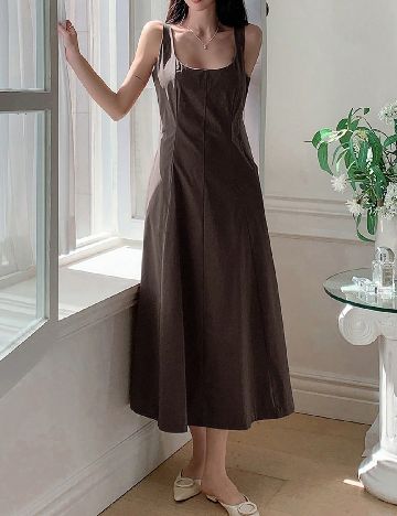 Rochie medie Dazy, maro