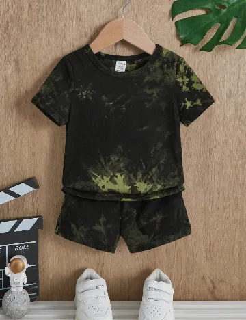 Compleu Shein Kids, negru/verde