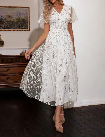 Rochie lunga Simplee, alb