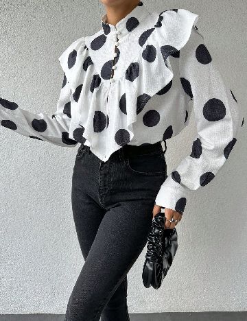 Bluza SHEIN, alb/negru