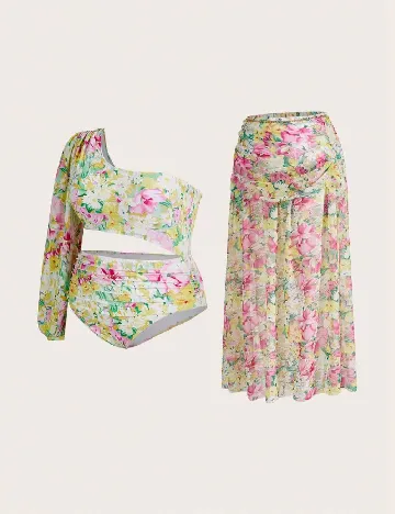 Compleu De Plaja SHEIN CURVE, floral print