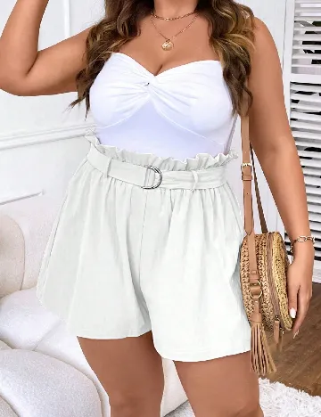 Pantaloni scurti SHEIN CURVE, alb