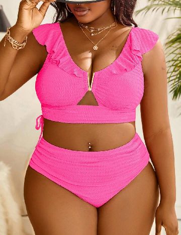 Costum de baie SHEIN CURVE, roz