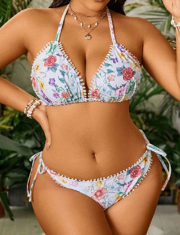 Costum de baie SHEIN CURVE, floral print