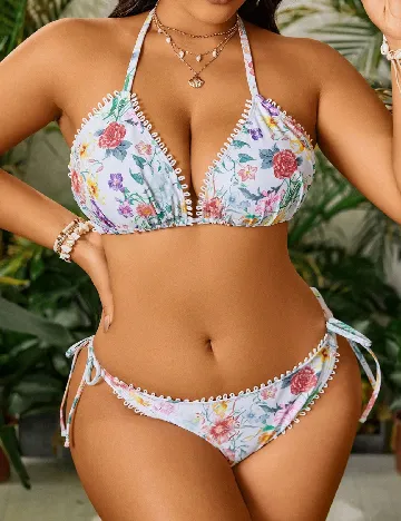 Costum de baie SHEIN CURVE, floral print