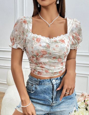 Top SHEIN, floral print