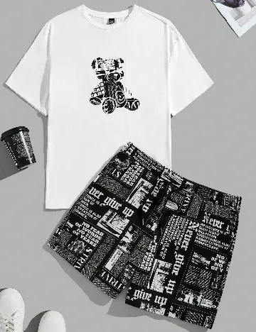 Compleu SHEIN Plus Size Men, alb/negru