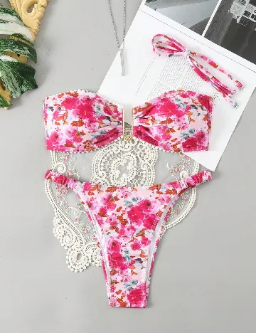 Costum de baie SHEIN, floral print