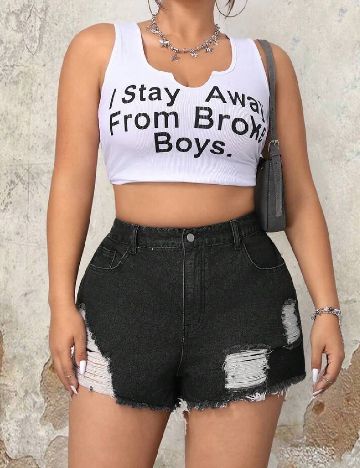 Pantaloni scurti SHEIN CURVE, negru