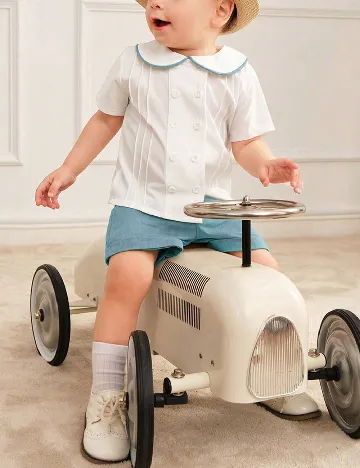 Compleu Shein Kids, alb/albastru