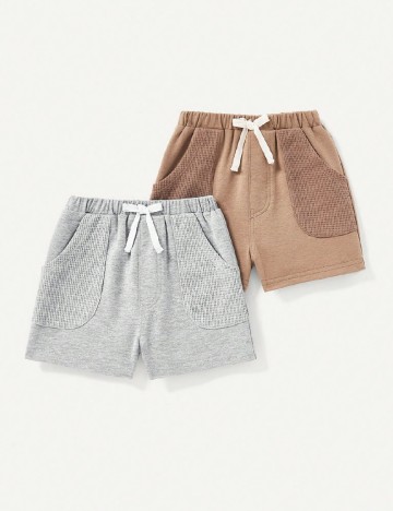 Set Pantaloni scurti 2 perechi Shein Kids, mix culori