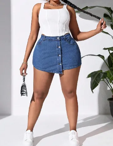 Fusta pantalon SHEIN CURVE, albastru