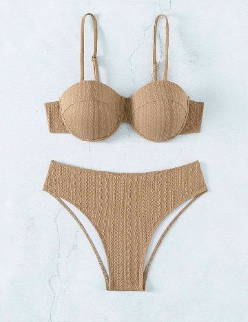 Costum de baie SHEIN, maro deschis