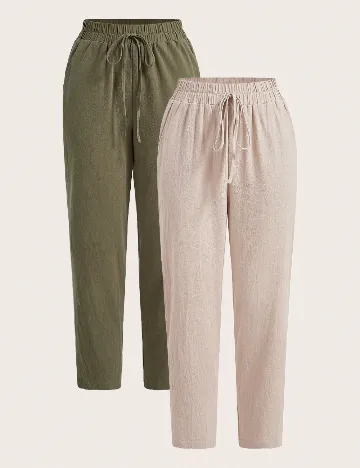 Set pantaloni SHEIN, verde/crem