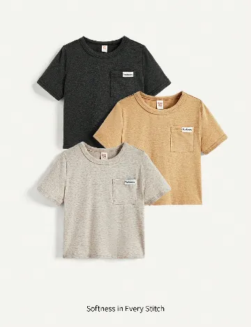 Set Tricouri 3 bucati Shein Kids, mix culori