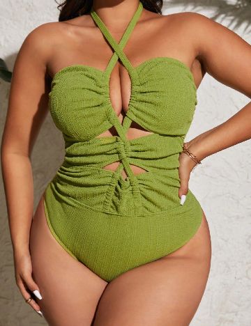 Costum de baie SHEIN CURVE, verde