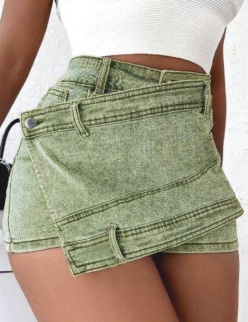 Fusta pantalon SHEIN, verde deschis