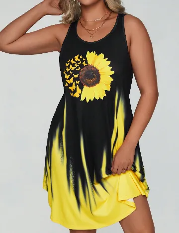 Rochie scurta SHEIN CURVE, negru/galben