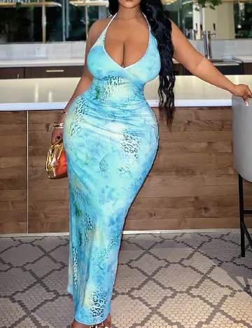 Rochie lunga SHEIN CURVE, albastru