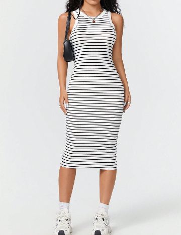 Rochie medie SHEIN, alb/negru