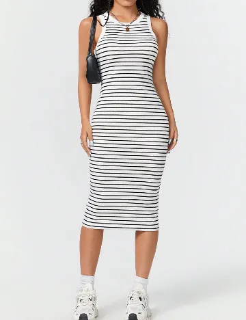 Rochie medie SHEIN, alb/negru