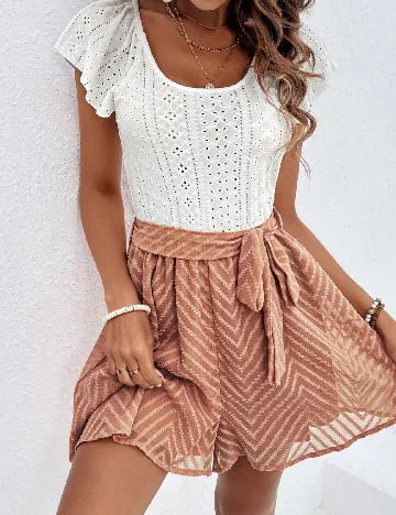 Salopeta SHEIN, alb/maro