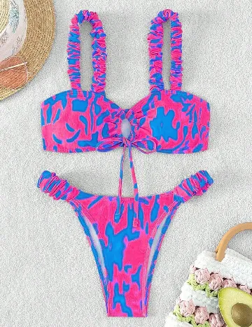 Costum de baie SHEIN, albastru/roz