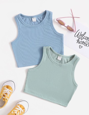 Set topuri 2 bucati Shein Kids, mix culori