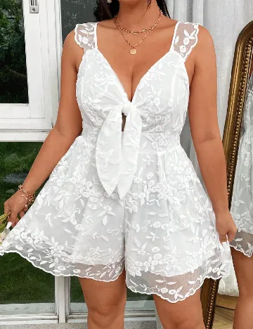 Salopeta SHEIN CURVE, alb