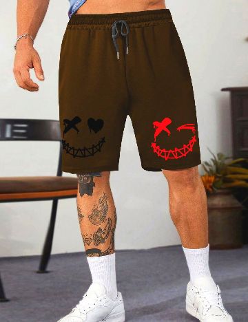 Pantaloni scurti SHEIN Plus Size Men, maro