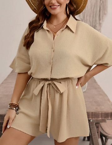 Salopeta SHEIN CURVE, maro deschis