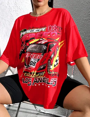 Tricou Oversize SHEIN CURVE, rosu