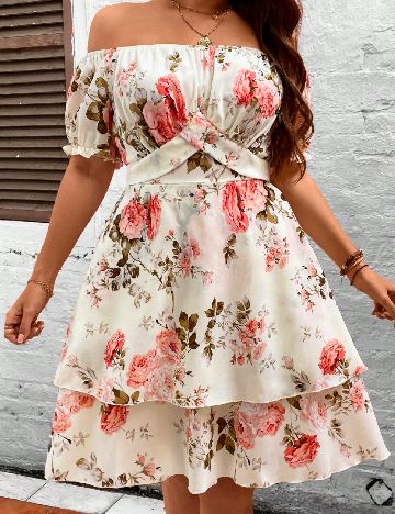 Rochie scurta SHEIN CURVE, crem