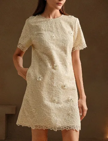 Rochie scurta Anewsta, ecru