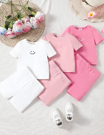 Set compleuri 3 bucati Shein Kids, alb/roz