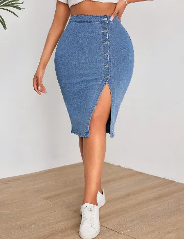 Fusta SHEIN CURVE, albastru