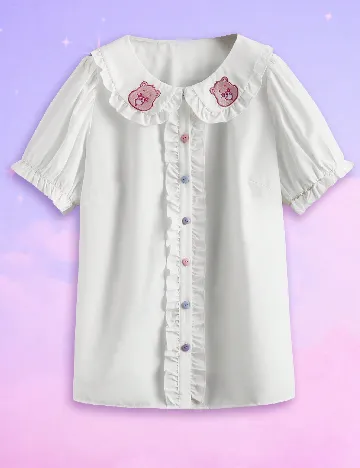 Camasa Romwe Plus Size, alb