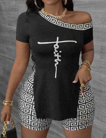 Compleu SHEIN, negru/alb