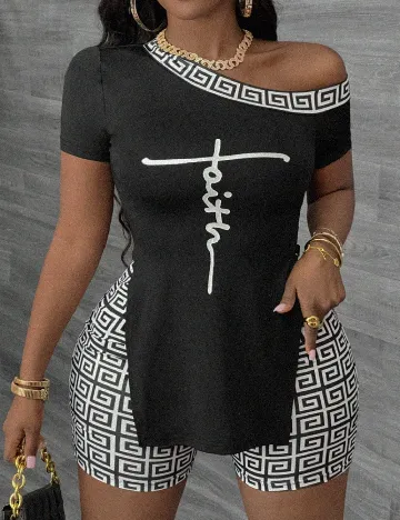 Compleu SHEIN, negru/alb