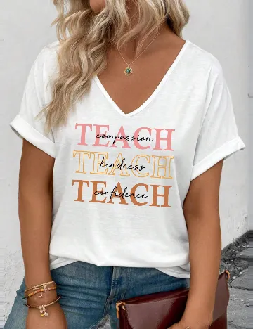 Tricou SHEIN CURVE, alb