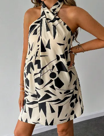 Rochie scurta SHEIN Maternity, crem/negru