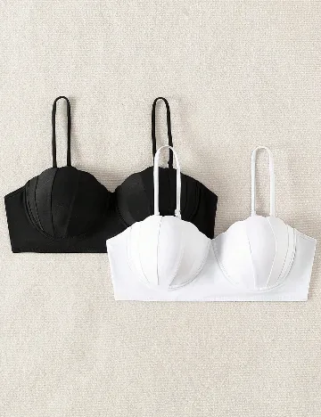 Set sutiene 2 bucati SHEIN, alb/negru