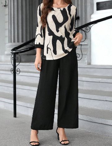 Compleu Emery Rose Curve, ecru/negru