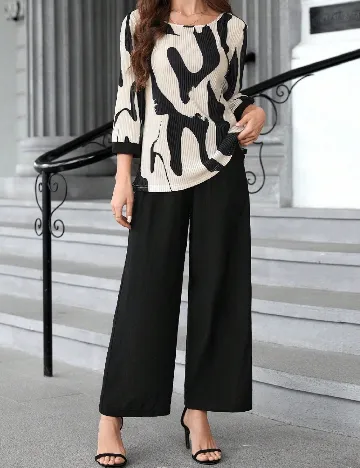 Compleu Emery Rose Curve, ecru/negru