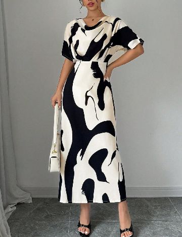 Rochie lunga SHEIN, crem/negru