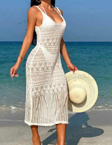 Rochie de plaja Knit Mix, crem