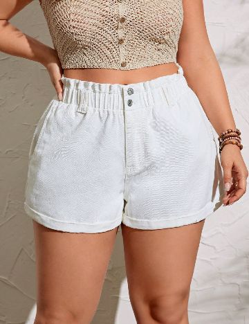 Pantaloni scurti SHEIN CURVE, alb