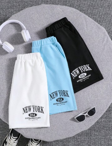 Set Pantaloni scurti 3 perechi Shein Kids, mix culori