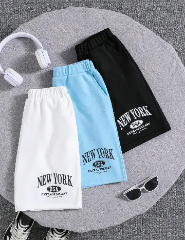 Set Pantaloni scurti 3 perechi Shein Kids, mix culori