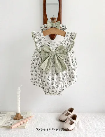 Body CozyCub, alb/verde